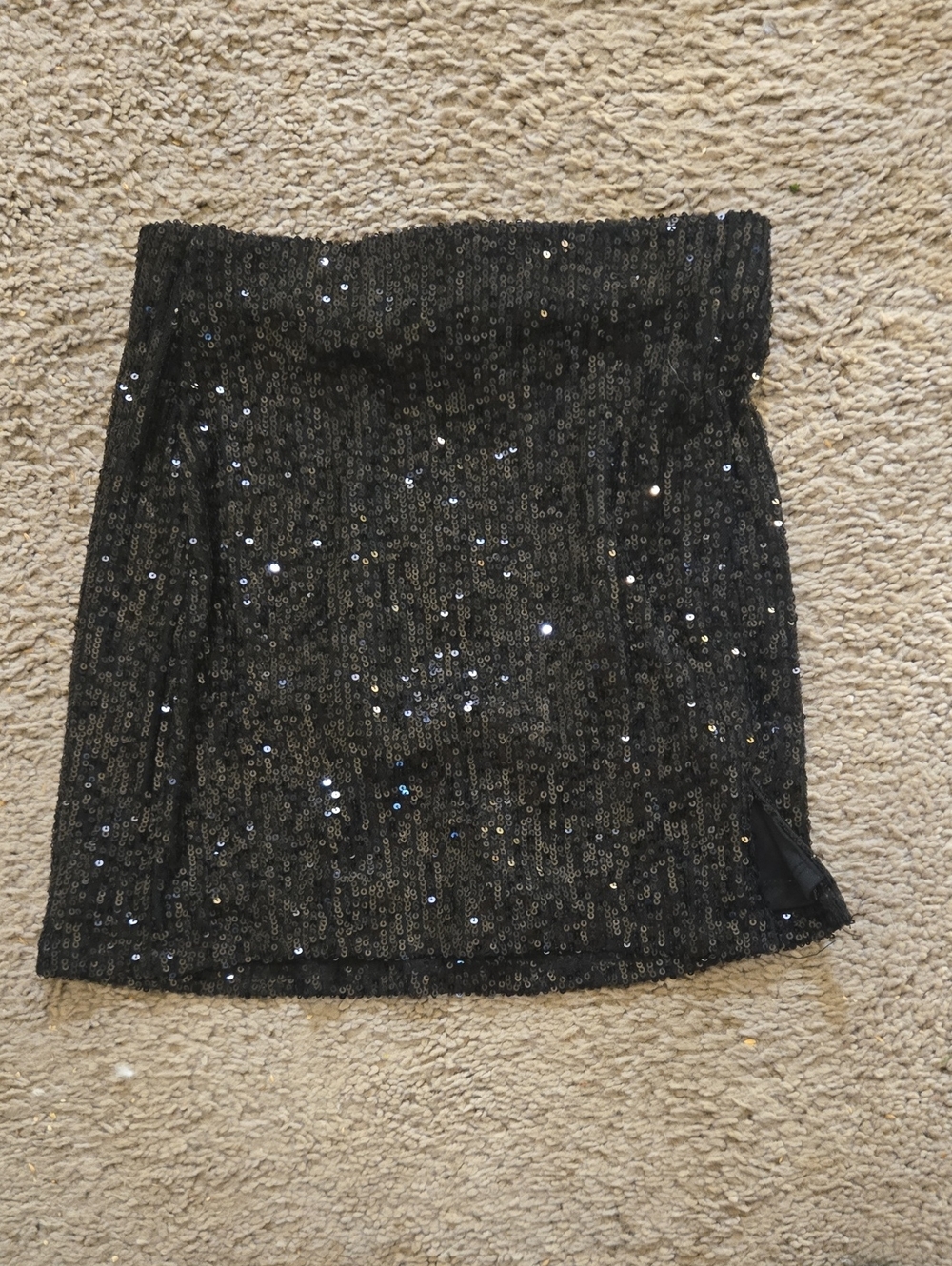 Girls Black Sequin Mini Skirt